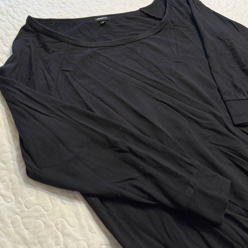Torrid Women Size 1X Sweatshirt Black Scoop-ASYMMETRICAL Neck FALL LOUNGEWEAR